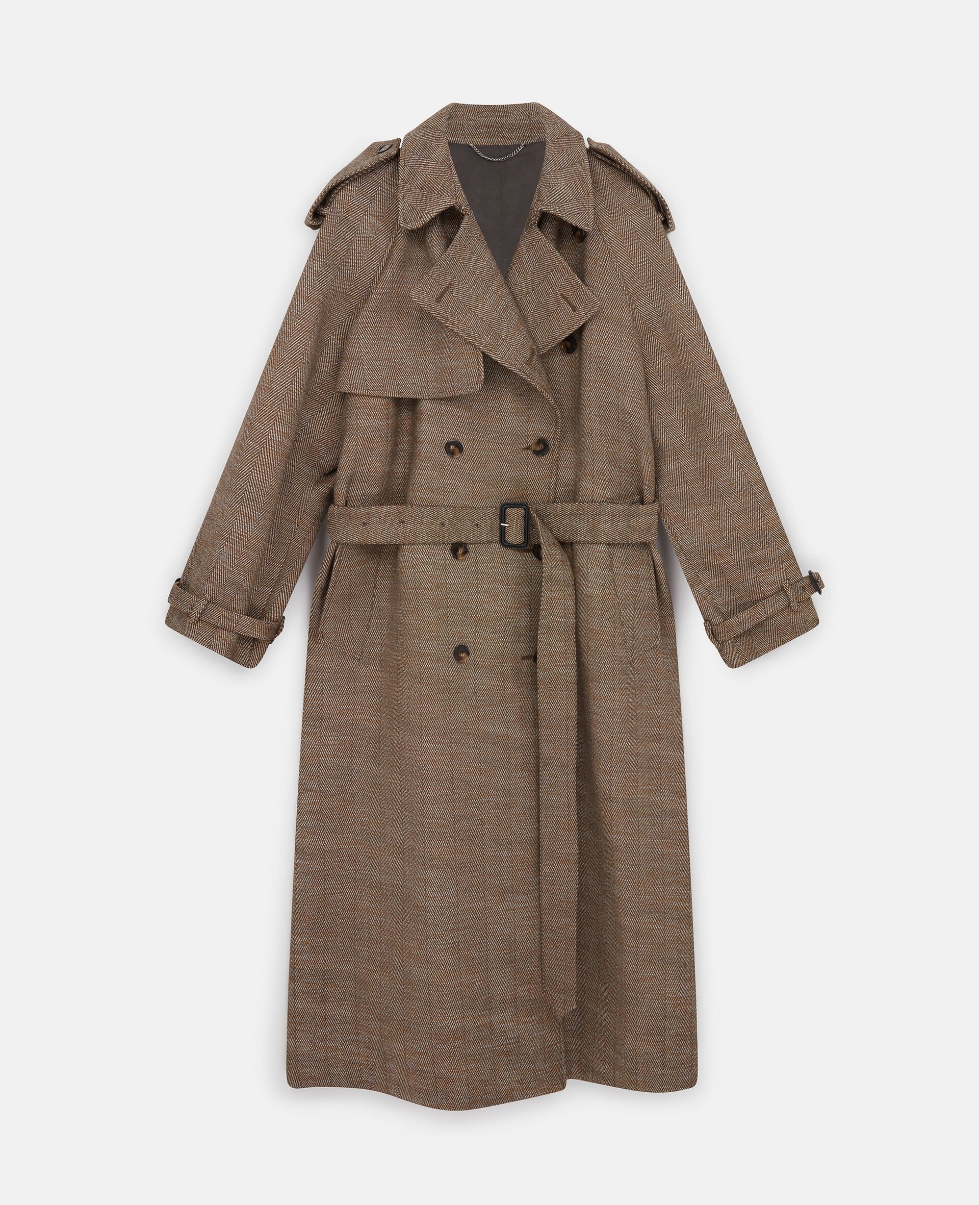 Belted Check Trench Coat - 1