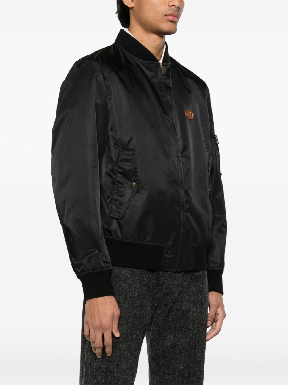 Black nylon bomber jacket - 3
