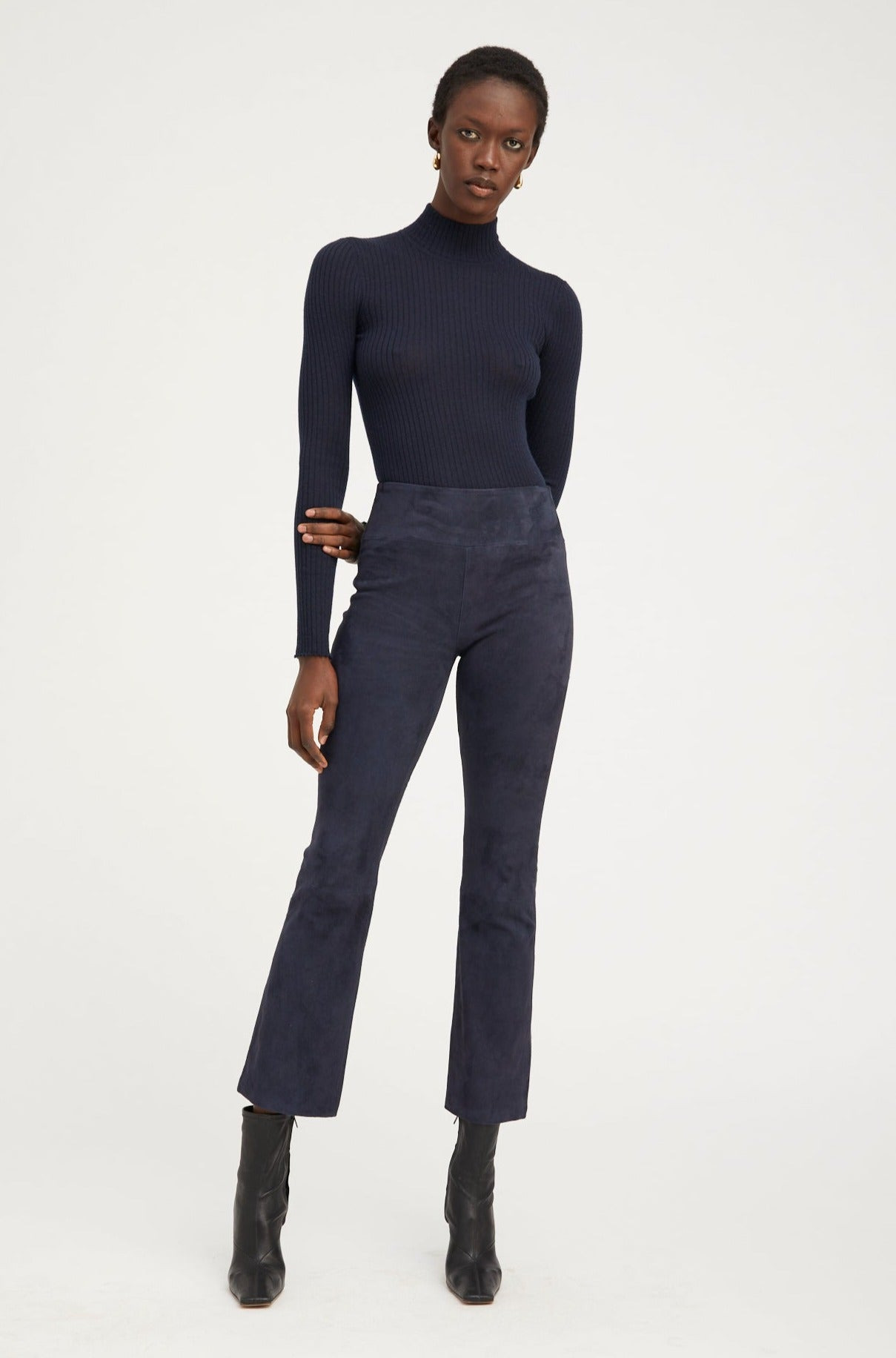 NAVY CASHMERE MOCK NECK - 2