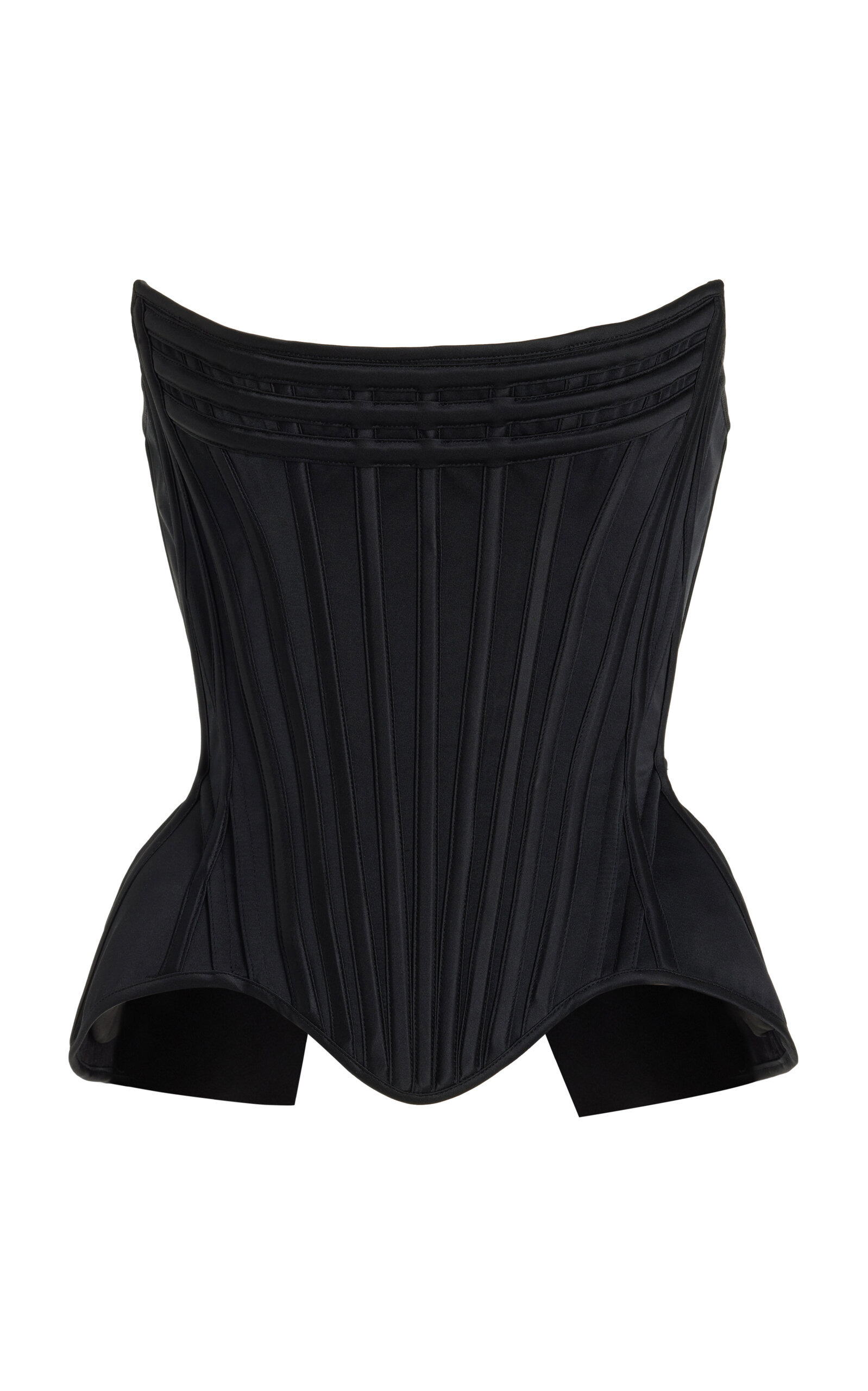 Wasp Zipper-Detailed Satin Corset Top black - 1