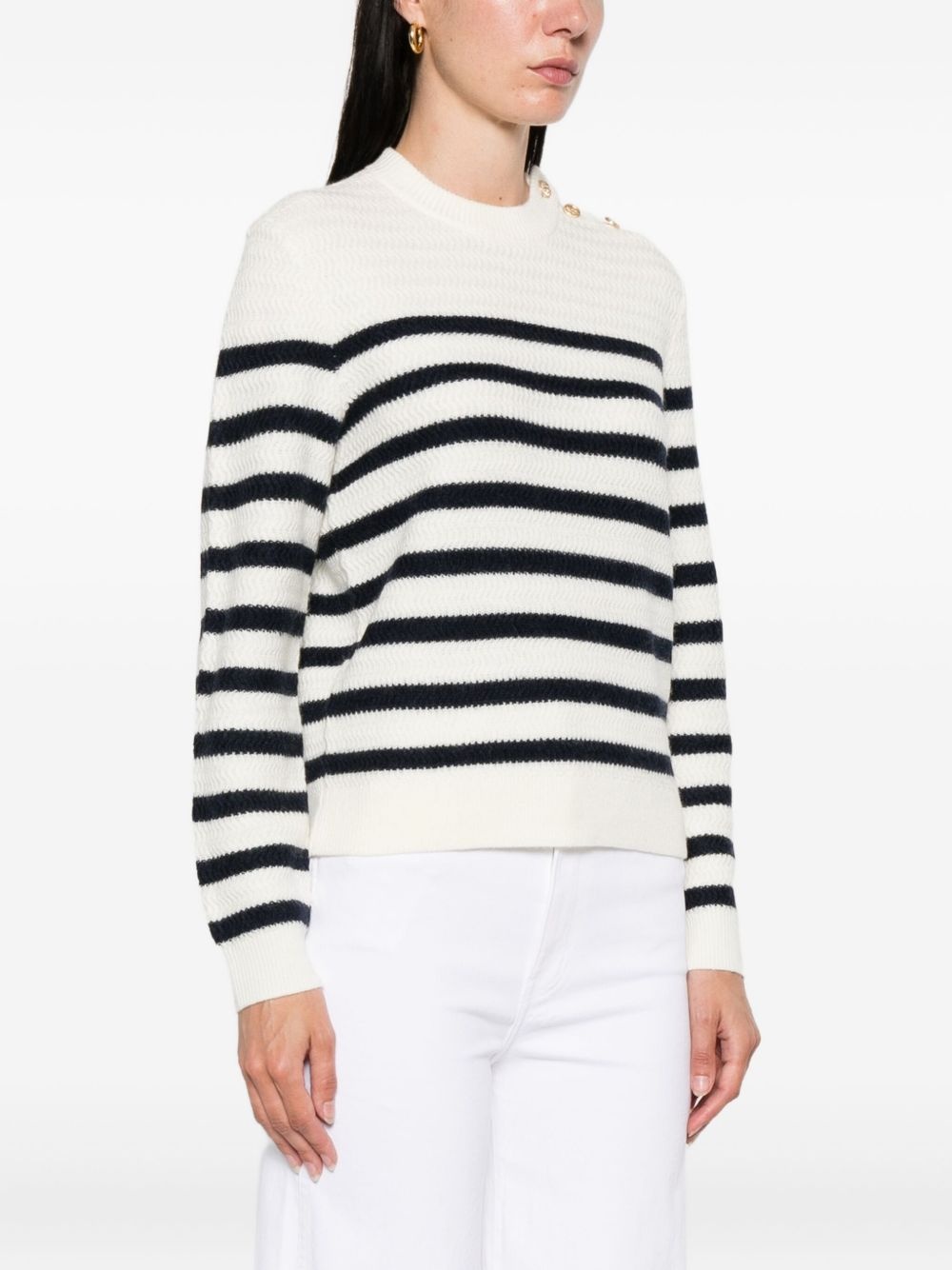 striped button-shoulder jumper - 3