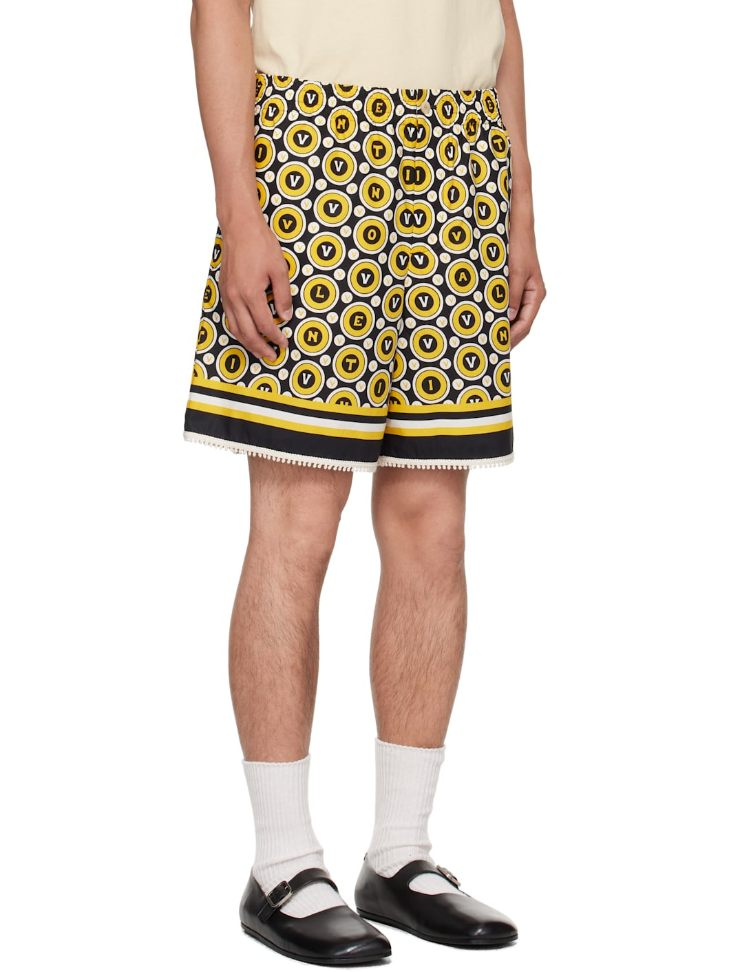 Black& Yellow Bulles Royales Print Shorts - 2