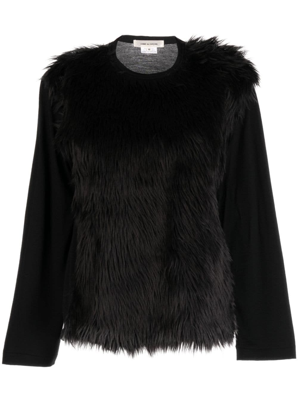 fur-detailing long-sleeve T-shirt - 1