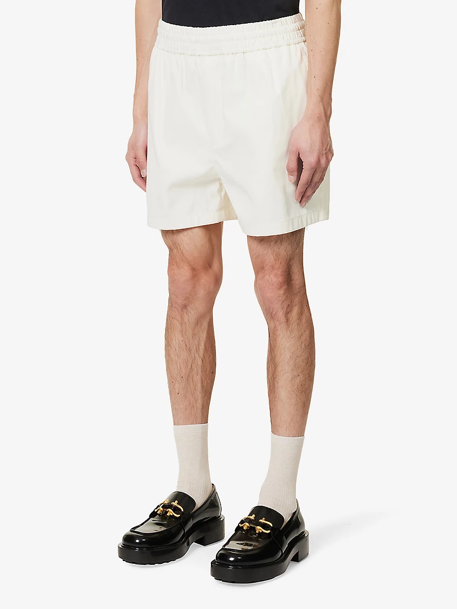 Elasticated-waist slip-pocket cotton-twill shorts - 3