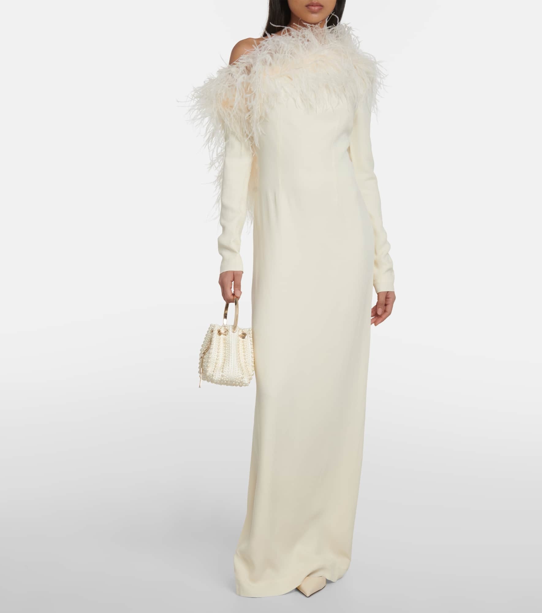 Garbo feather-trimmed crêpe gown - 2