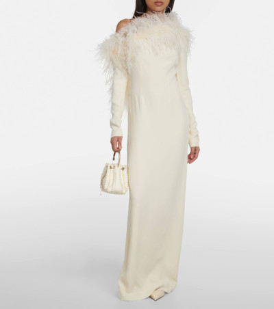 Taller Marmo Garbo feather-trimmed crêpe gown outlook