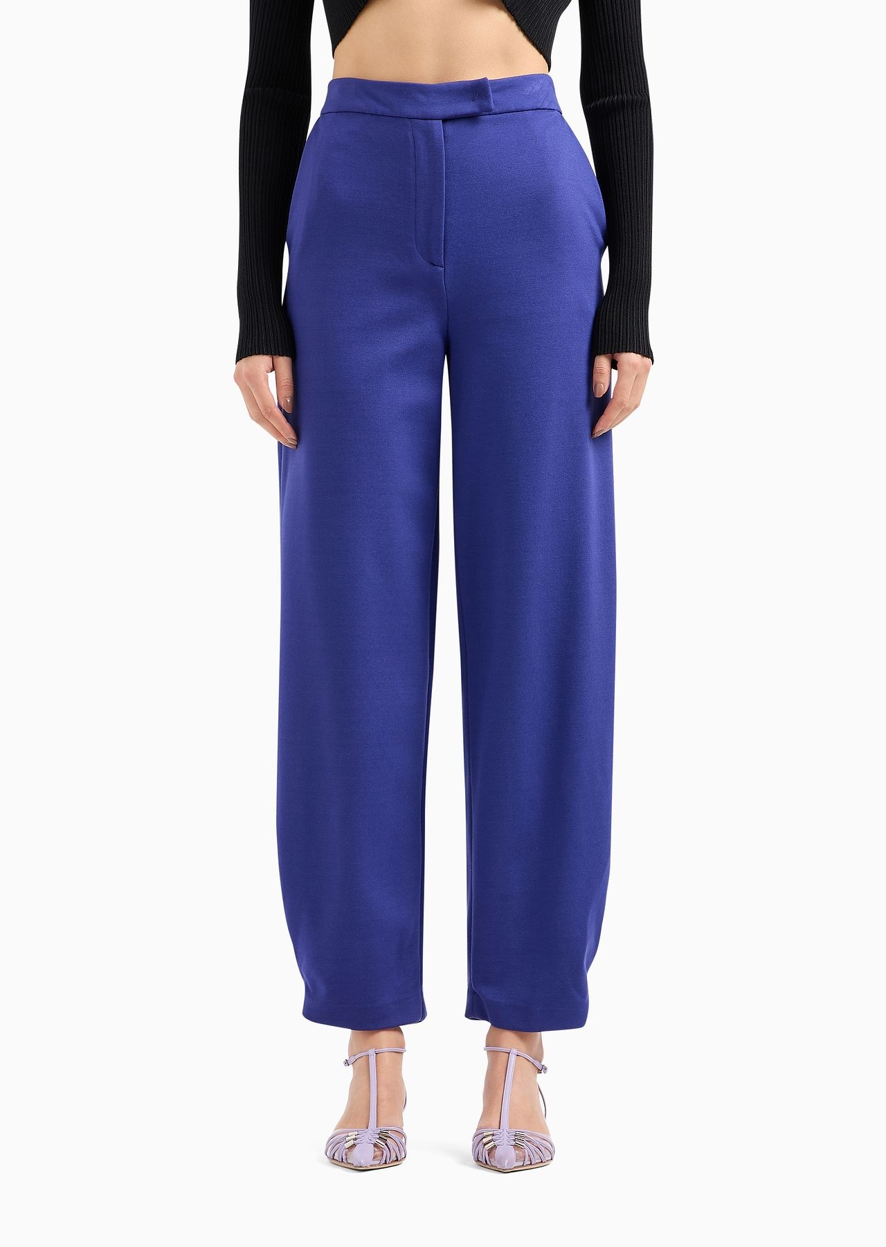 Stretch Milano-stitch fabric trousers with narrow hem - 2