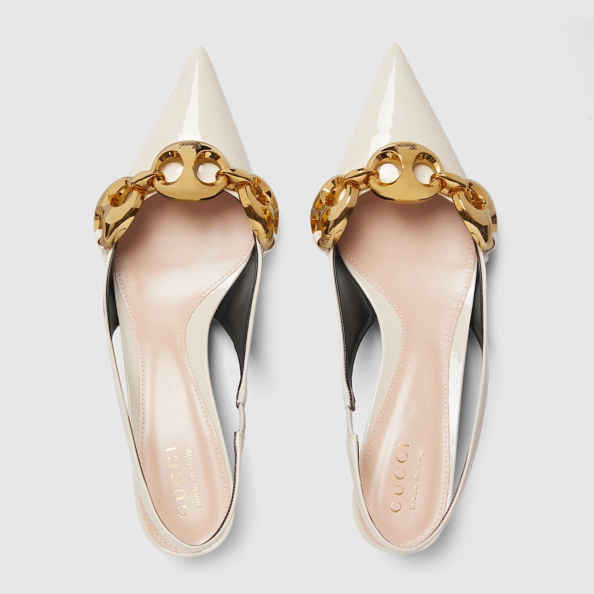Gucci Marina Chain Patent Leather Slingback Pumps - 3