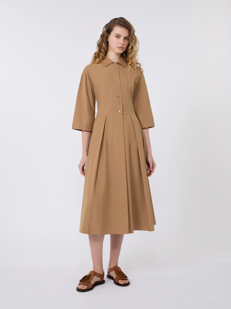 PADANA Cotton-poplin midi shirt dress - TOBACCO 3