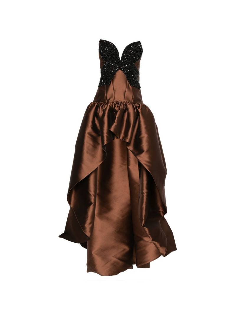 embellished strapless asymmetric dress 1