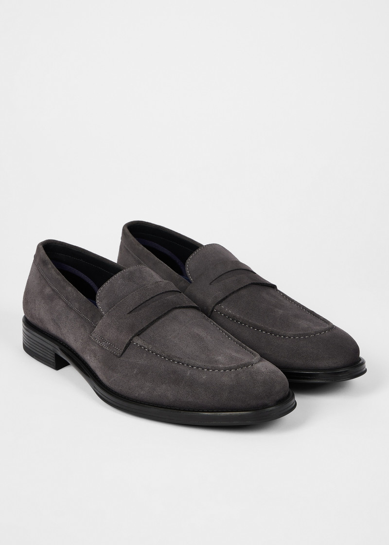 Paul Smith Dark Grey Suede 'Pierce' Loafers outlook
