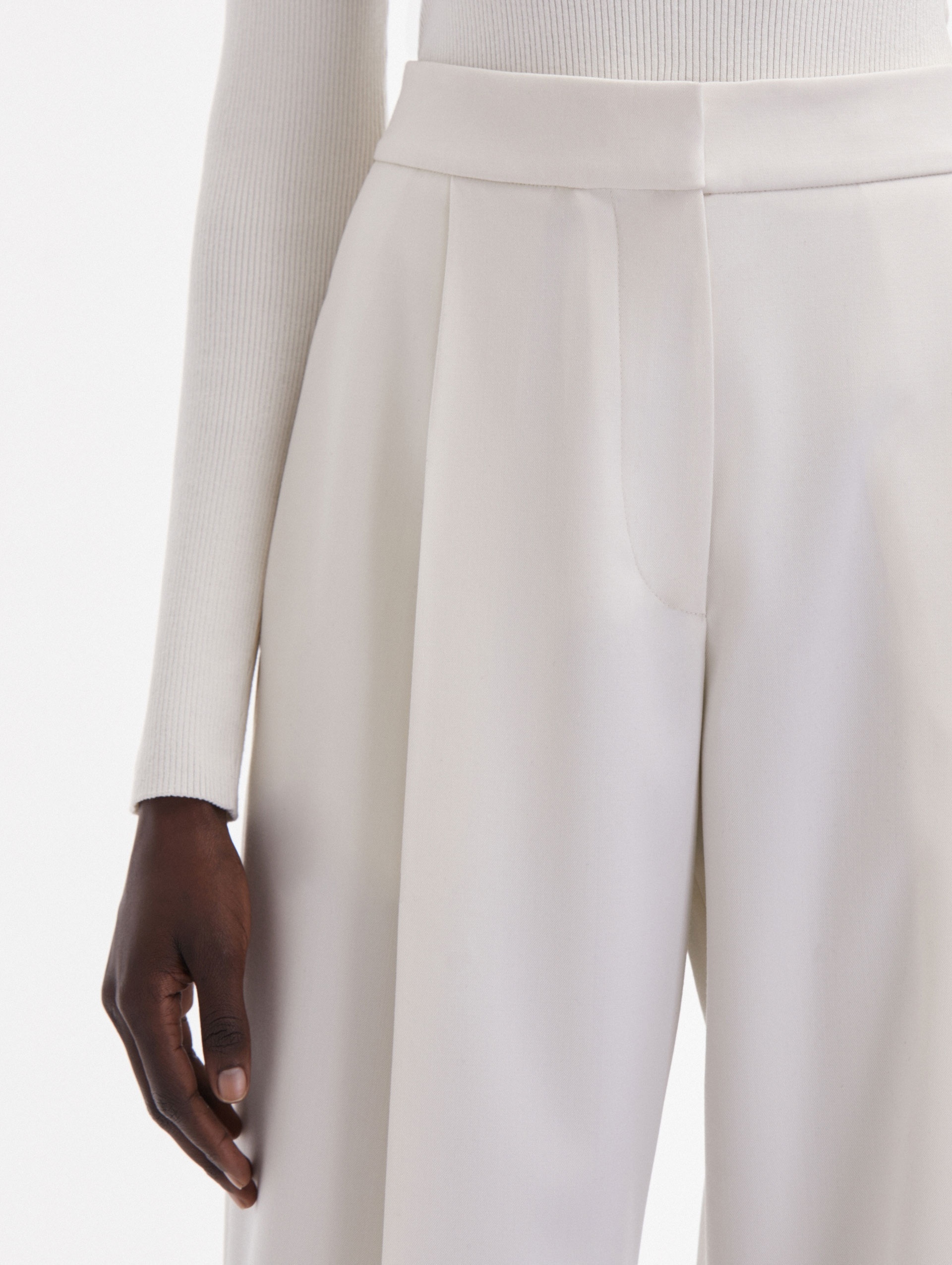 WIDE LEG WOOL GABARDINE PANT - 5