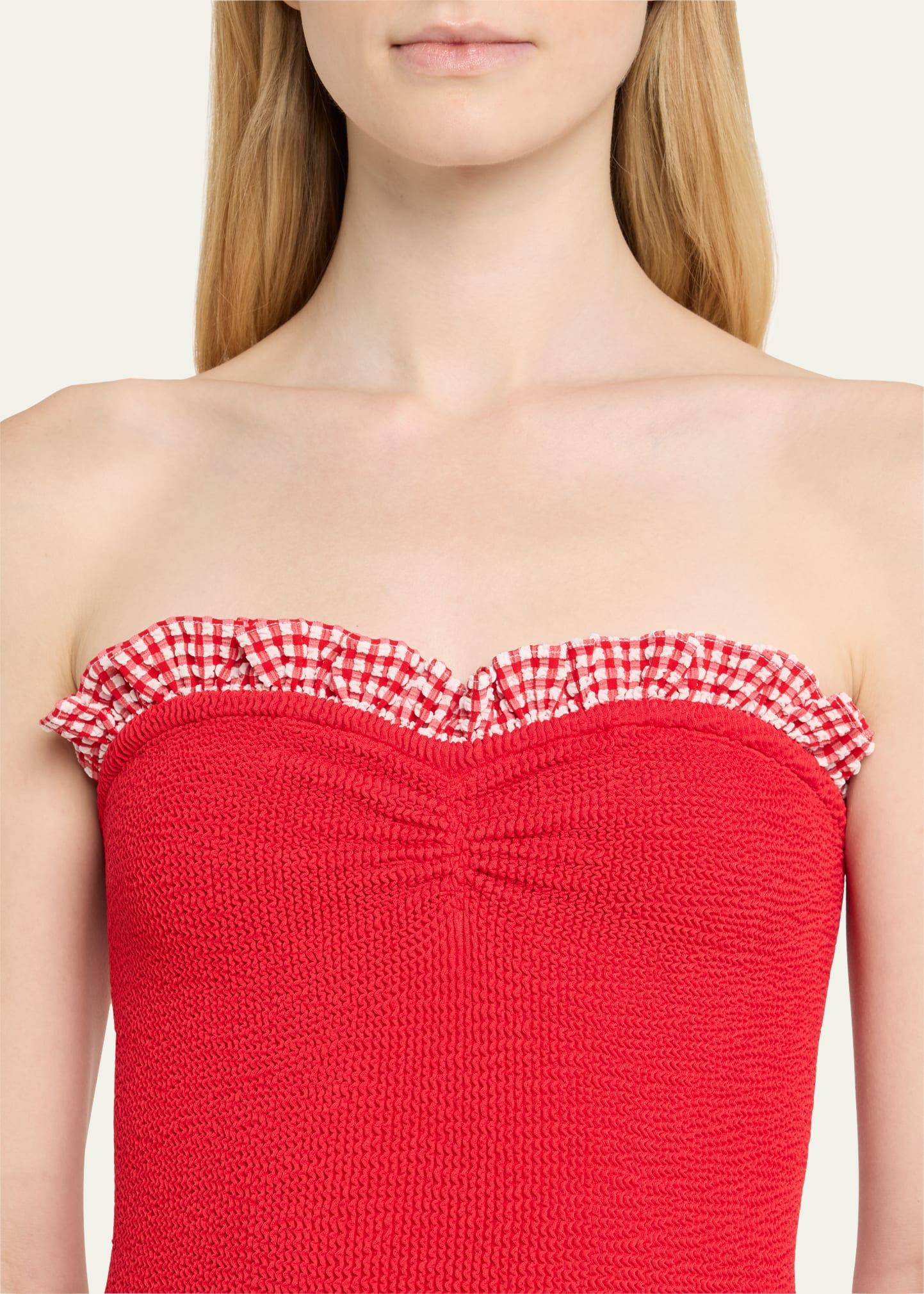 Ruffled Gingham-Trim One-Piece Swimsuit - 3