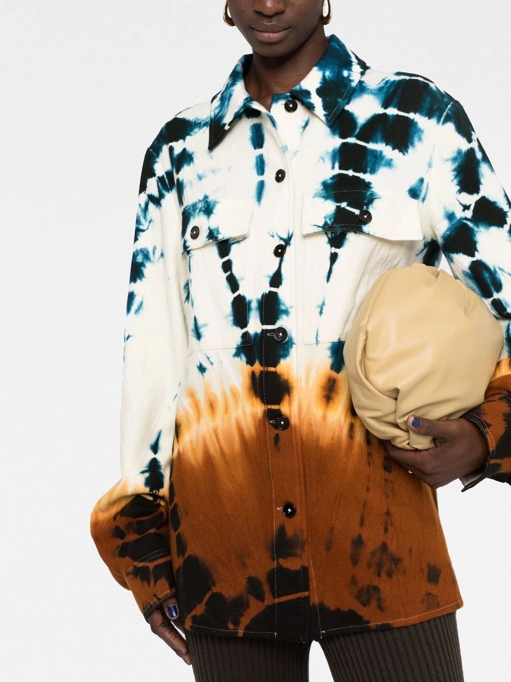 abstract print wool-blend shirt - 7