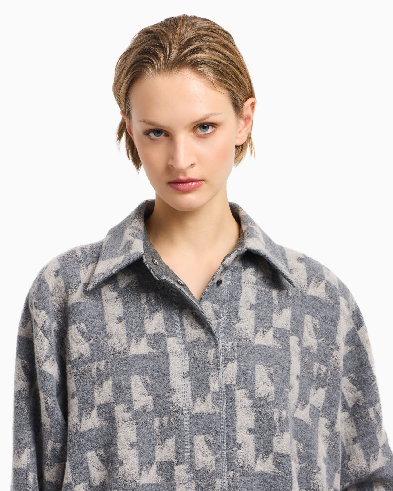 JACQUARD WOOL-BLEND BLOUSON WITH AN IRREGULAR GEOMETRIC MOTIF - 5