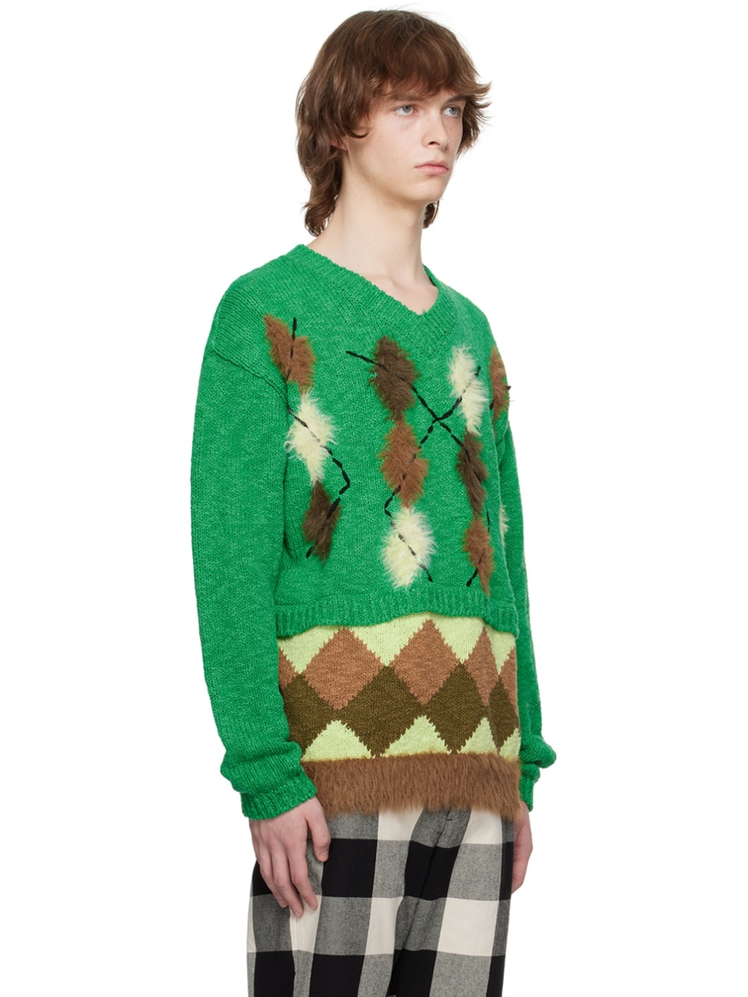 Green Argyle Sweater - 2