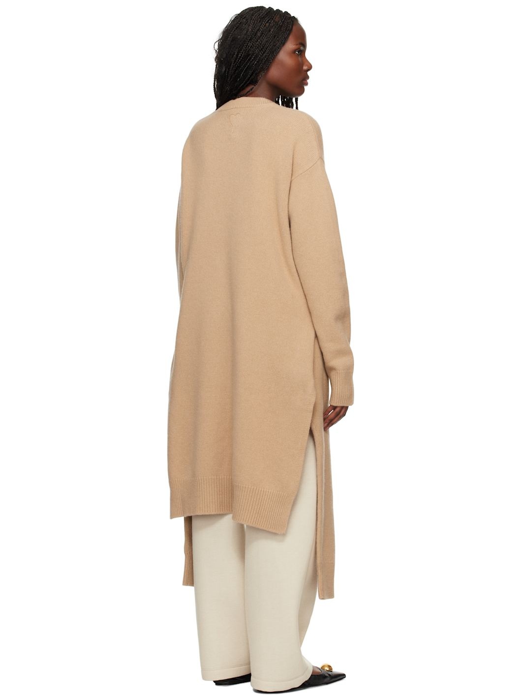 Beige Argyle Double Sweater - 3