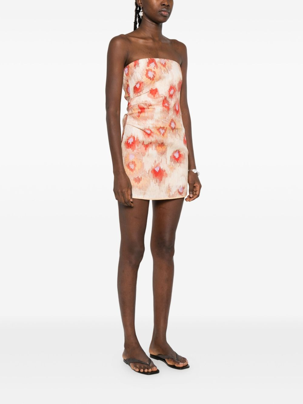 Fiorella floral-print strapless minidress - 3