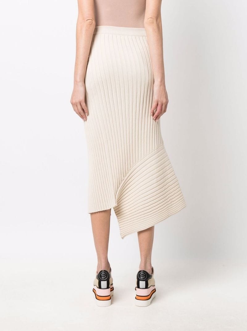 asymmetric ribbed-knit skirt - 4