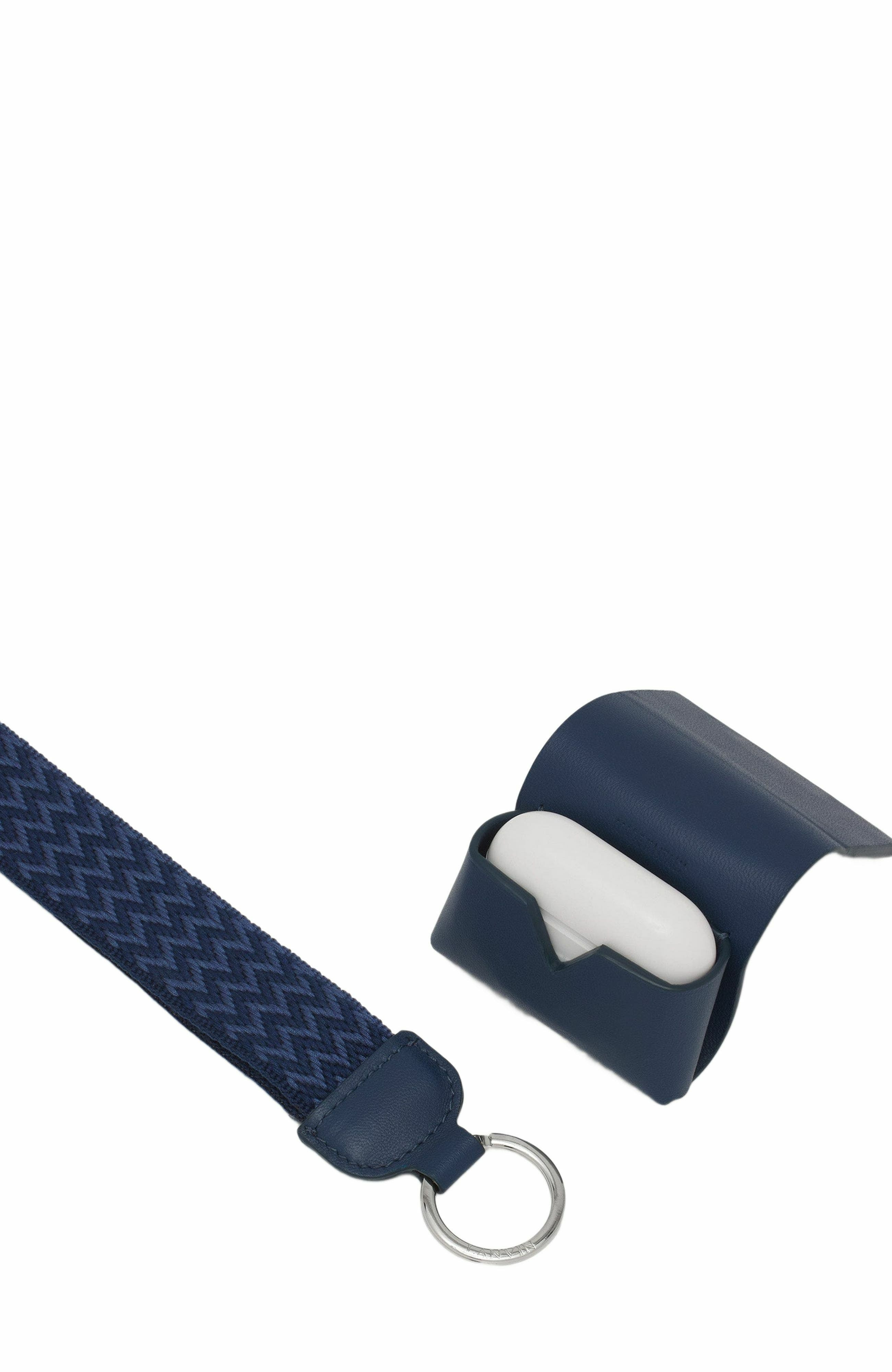 Lanvin Signature Leather Case For Airpods Pro in Petrol Blue at Nordstrom - 4