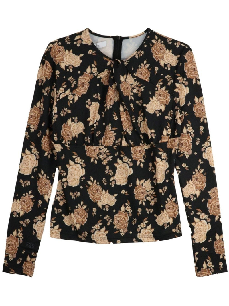 rose-print long-sleeve T-shirt 1