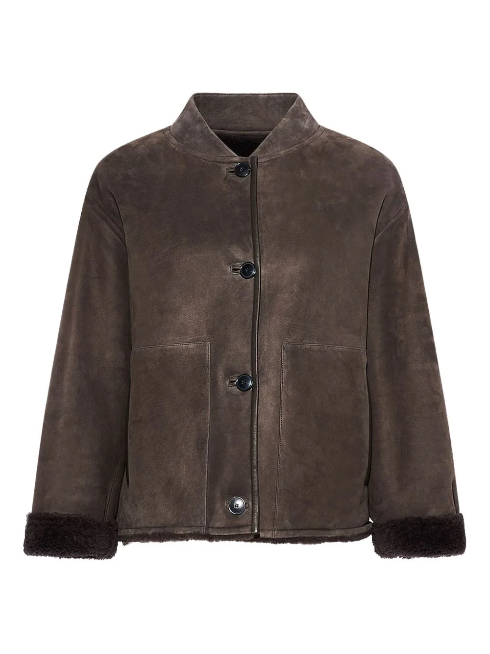 suede shearling varsity jacket - 1
