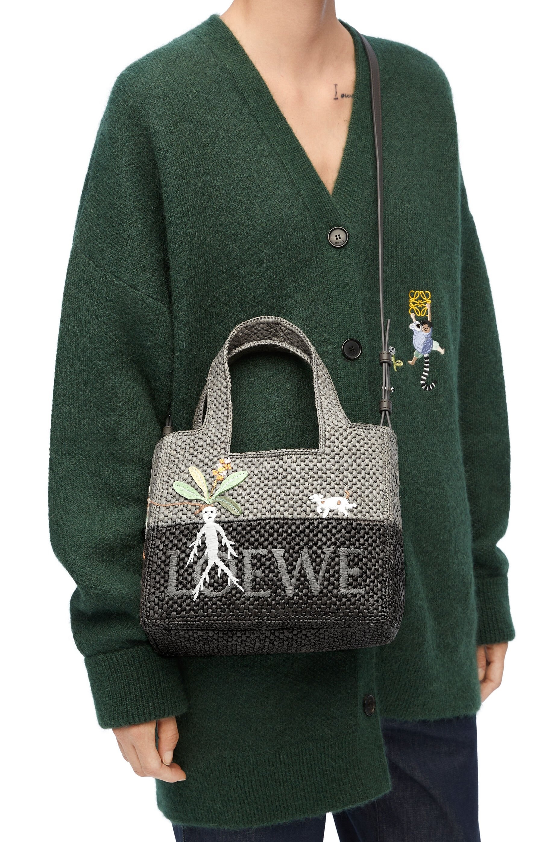 Mandragora small LOEWE Font tote in raffia - 3
