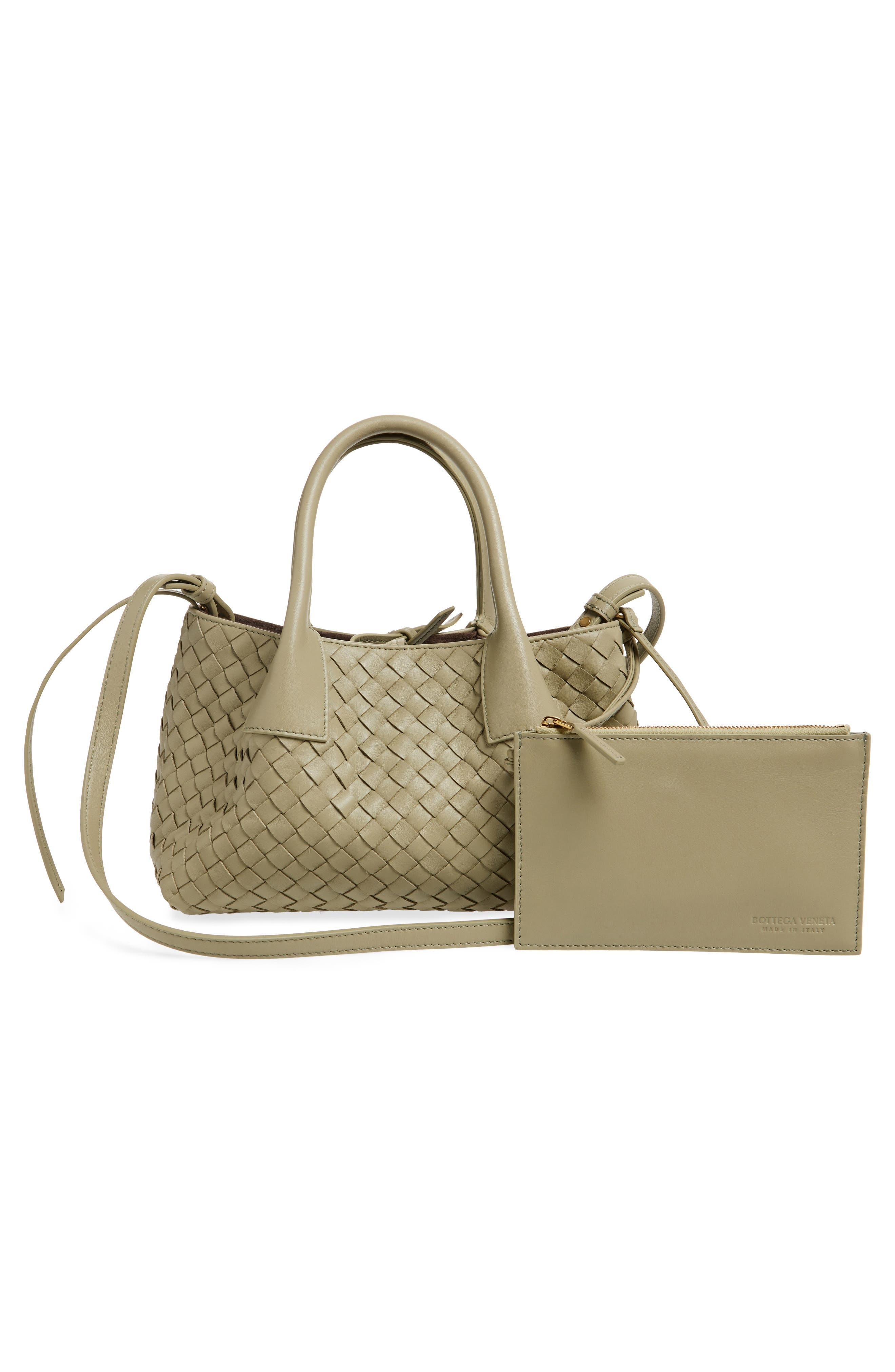 Bottega Veneta Small Pinacoteca Intrecciato Leather Top Handle Bag in 3055 Travertine/Fond- M B at N - 4