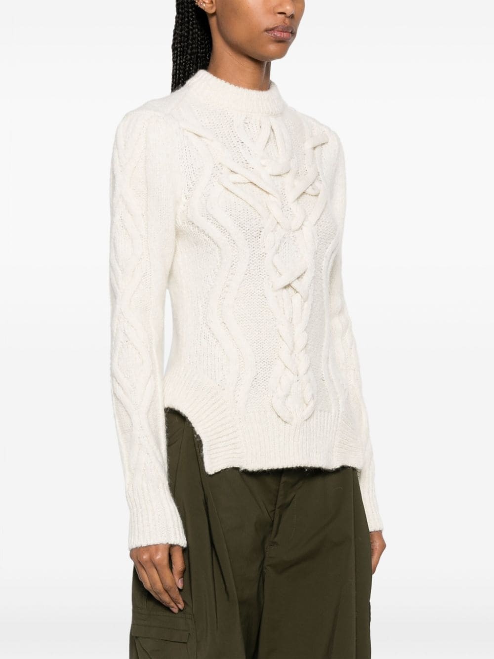 cable-knit mock-neck jumper - 3