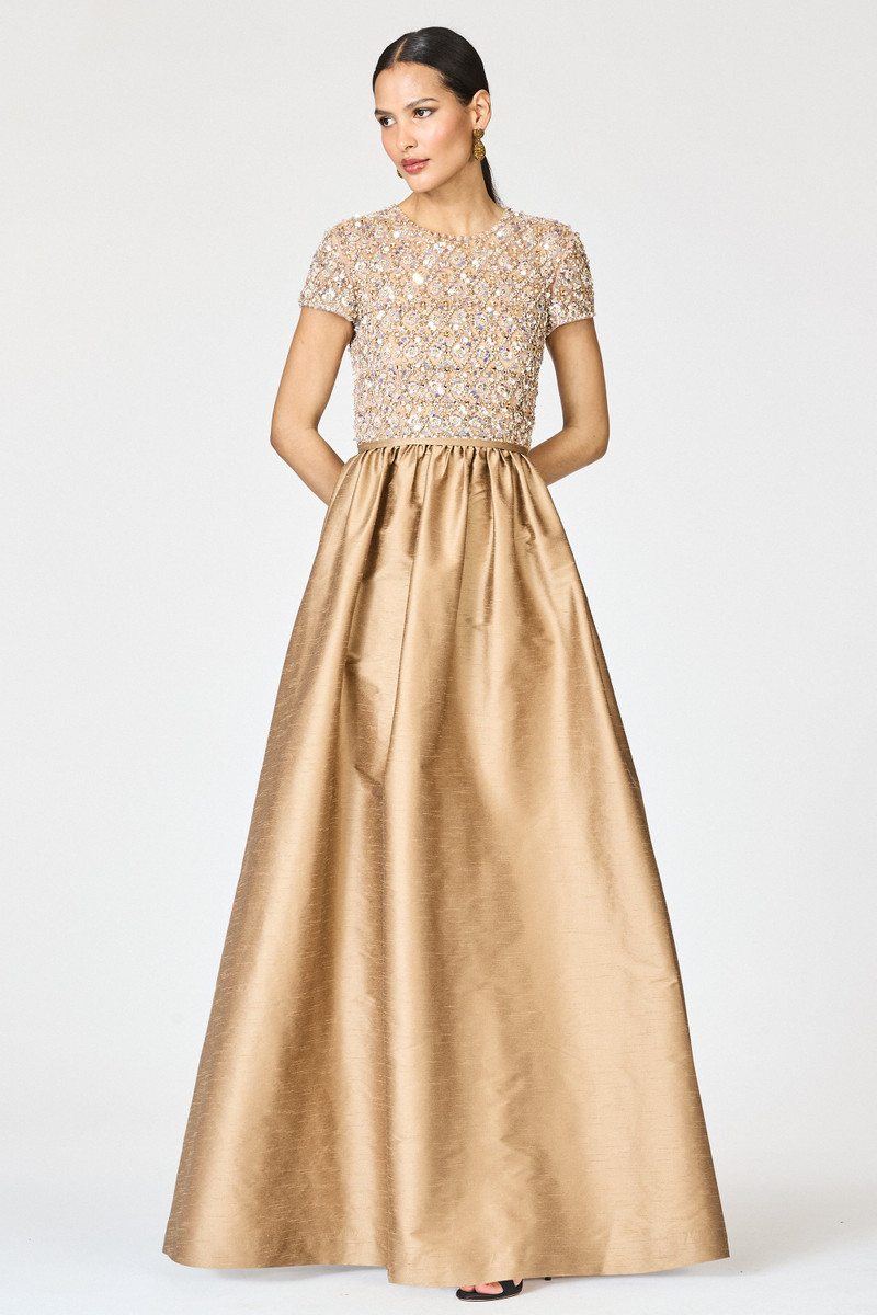 EMBELLISHED LONDA GOWN - CAFE - 1