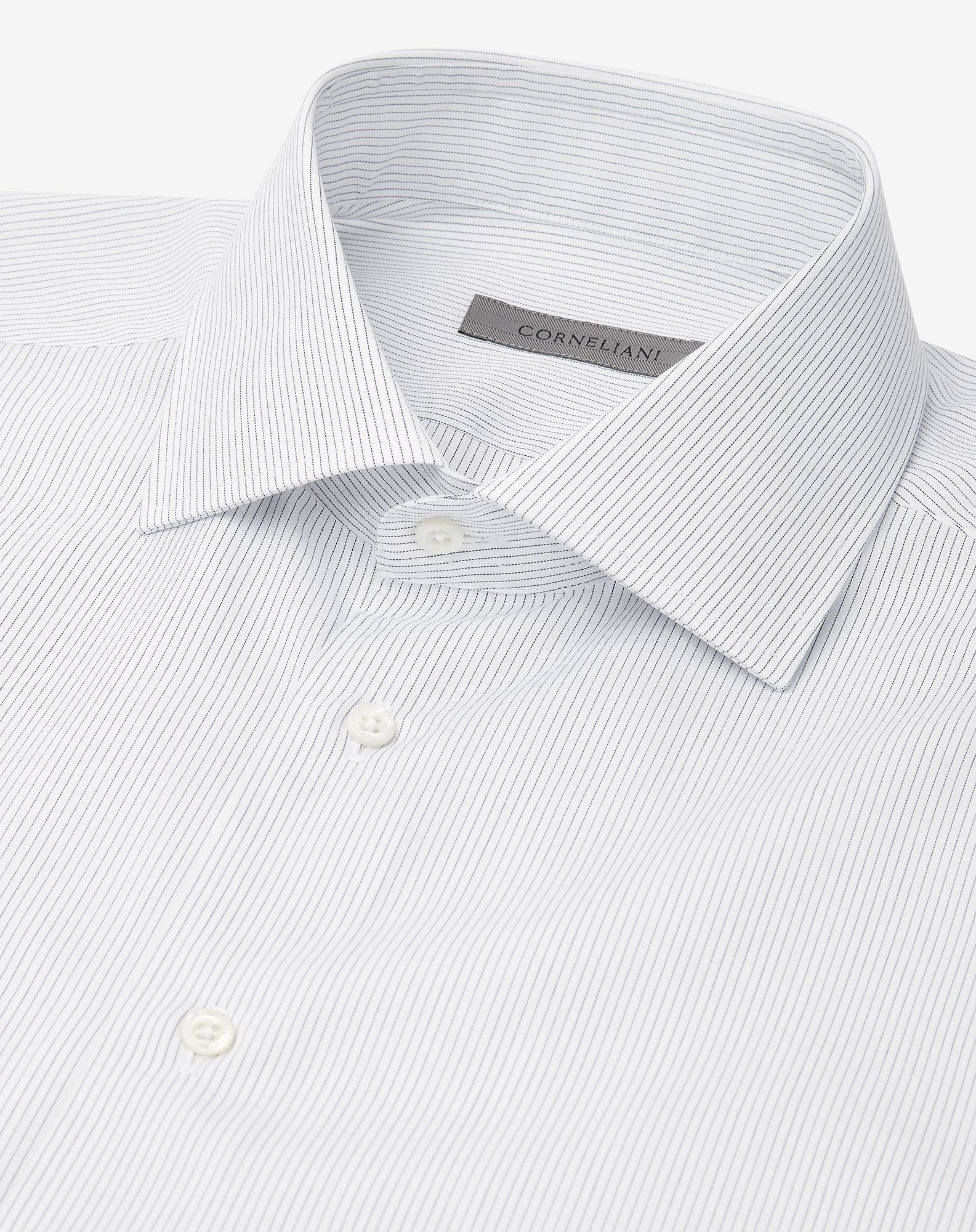 White cotton shirt with Blue micro stripes - 4
