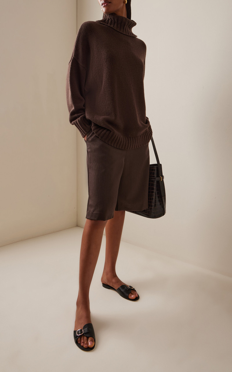 Jenni Kayne Porter Knit Cashmere Turtleneck Sweater brown outlook