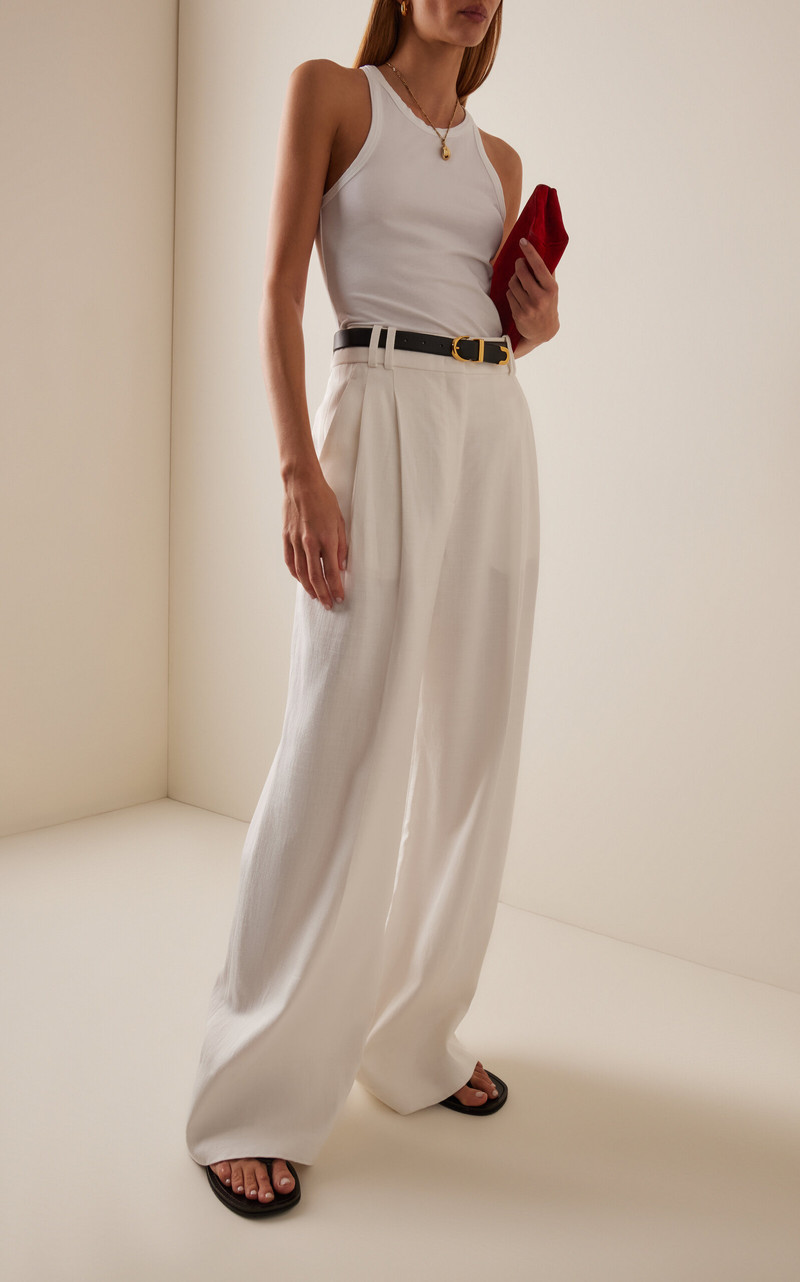 Another Tomorrow High-Rise Wide-Leg Pants off-white outlook
