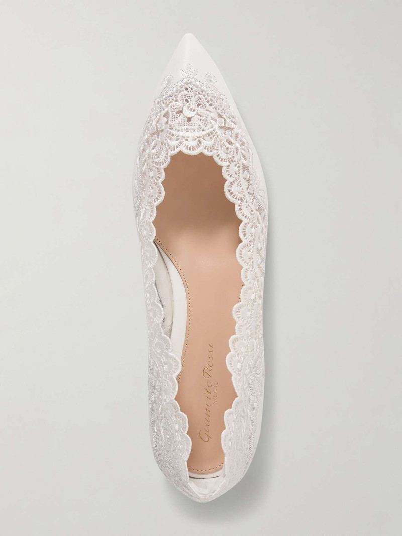Lace-trimmed leather point-toe flats 5