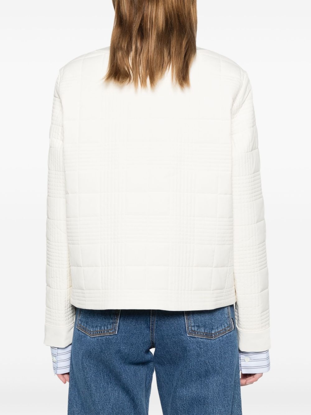check-pattern padded jacket - 4