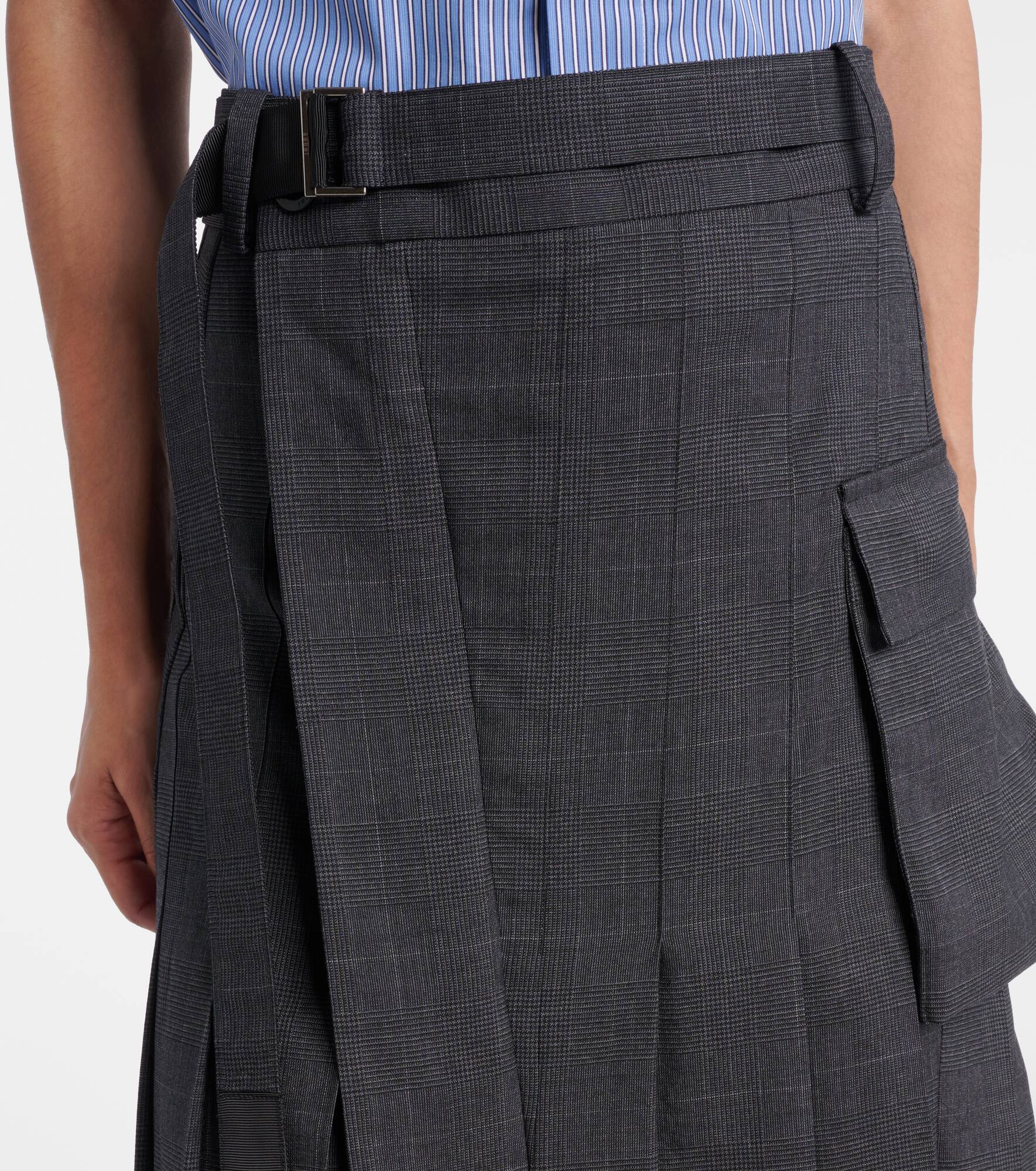 Prince of Wales check wool midi skirt - 4