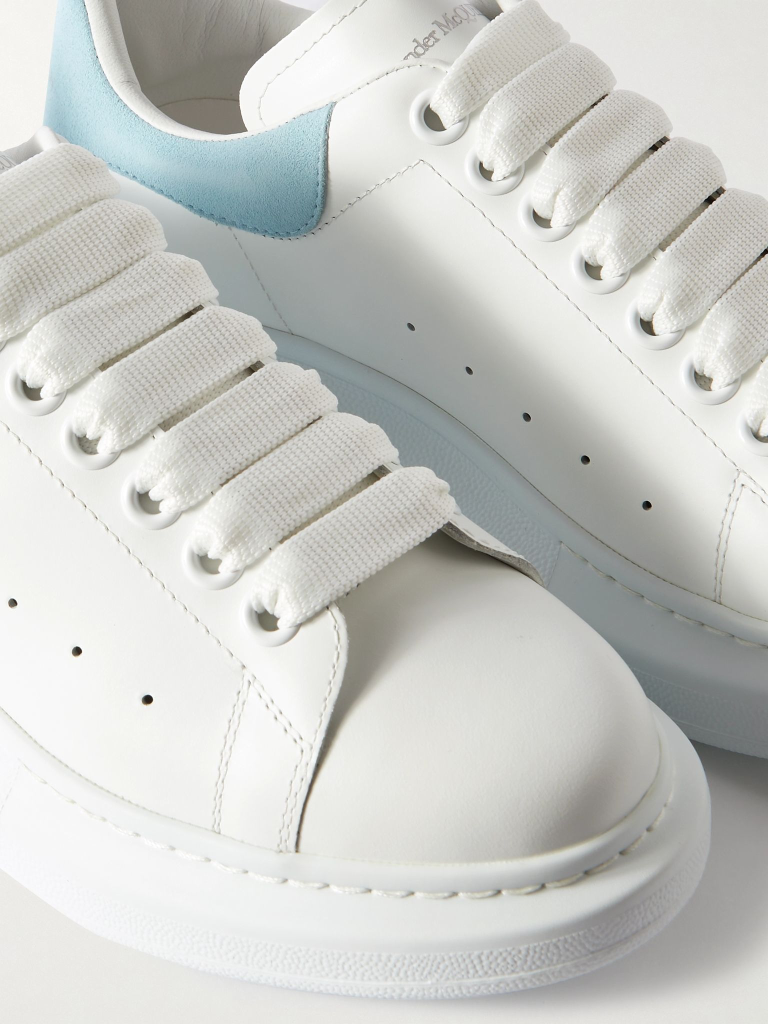 Suede-trimmed leather exaggerated-sole sneakers White - 4