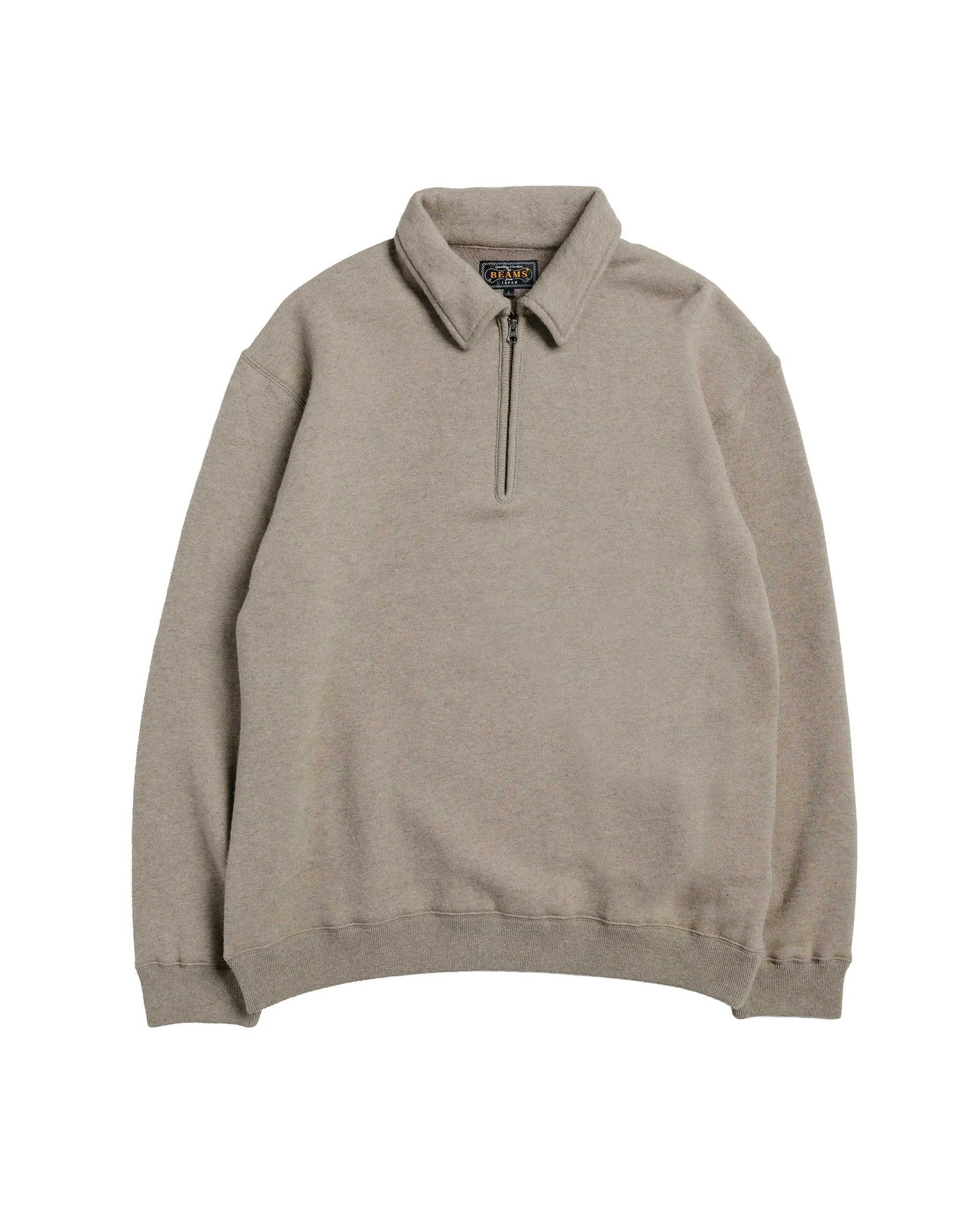 Sweat Half Zip Wool Cotton Beige - 1