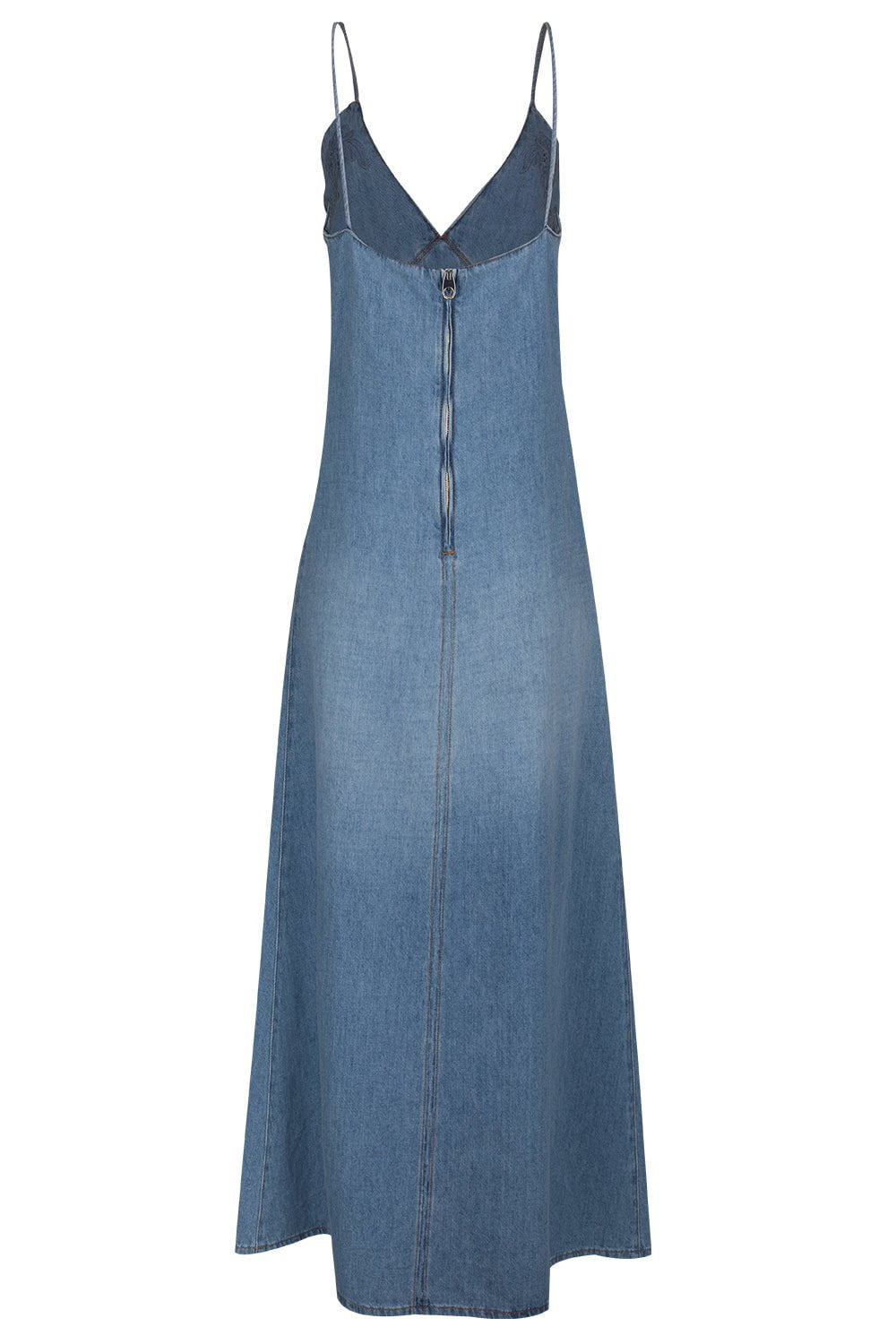 Long Flare Denim Dress - 5