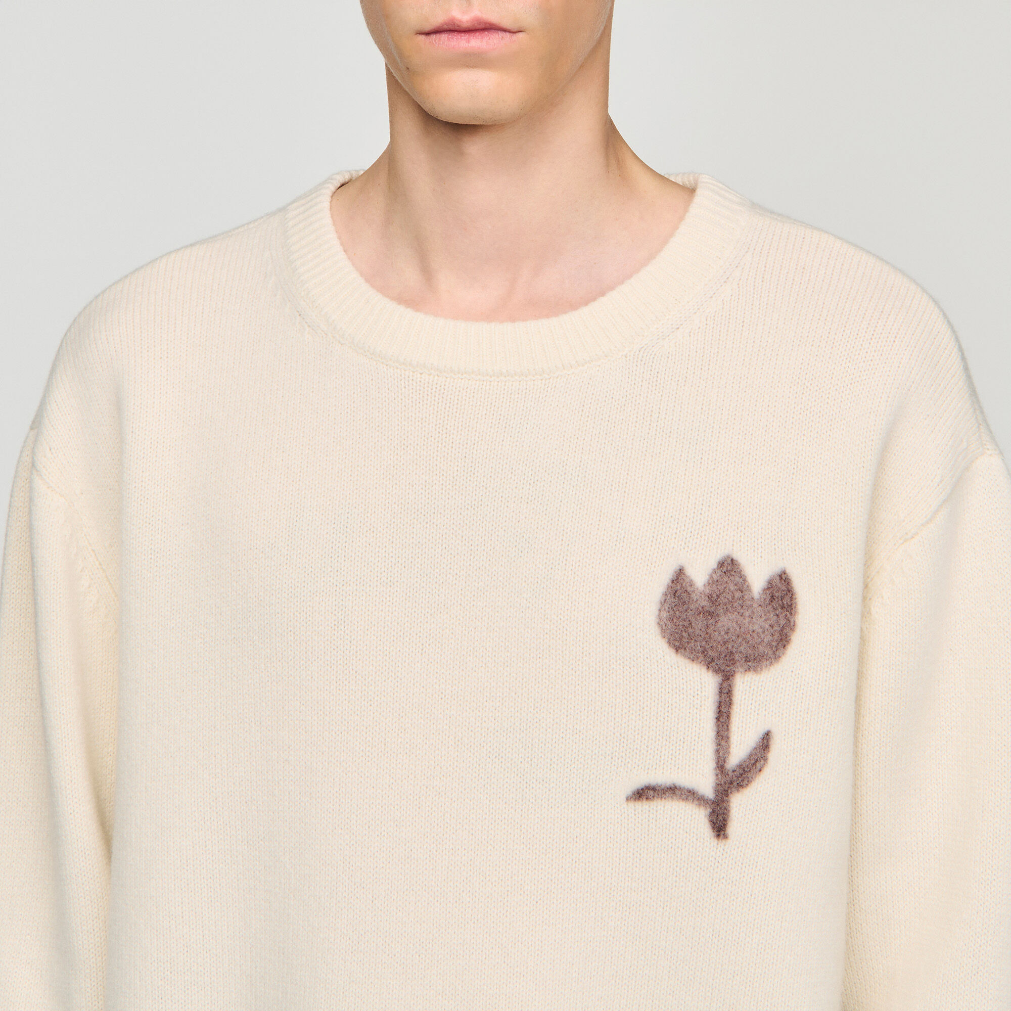 WOOL SWEATER WITH FLOWER DETAIL - 3