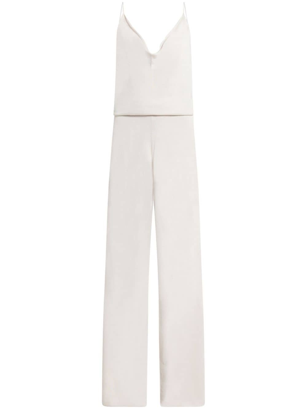 cow-collar fine-knit jumpsuit - 1