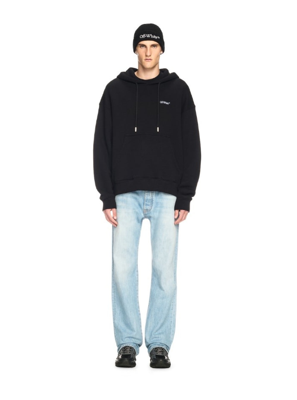 Off-White Men 'Barber Arrow Skate' Black Hoodie With Logo Lettering On The Front And Maxi Logo Print - 4