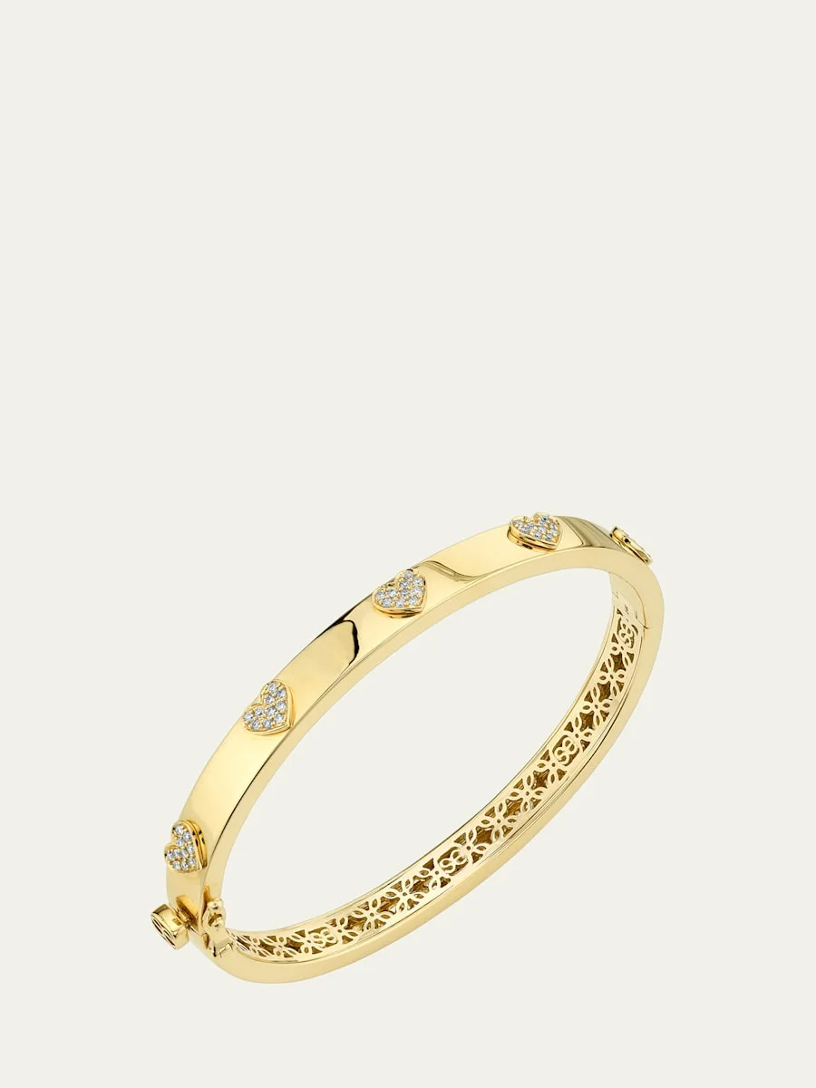14k Gold Heart Bangle - 1