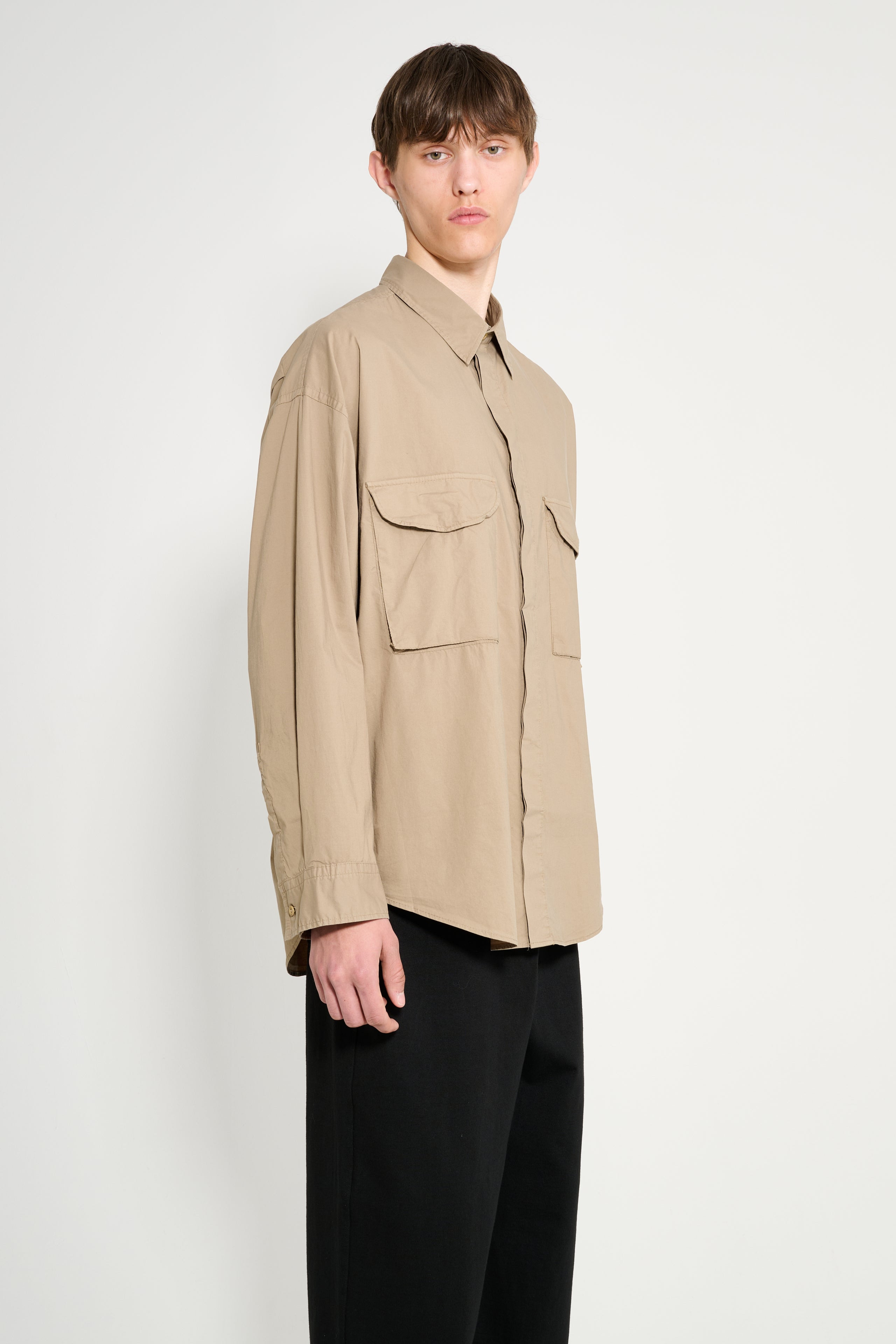 ACNE STUDIOS GARMENT DYED SHIRT TAUPE BROWN - 4