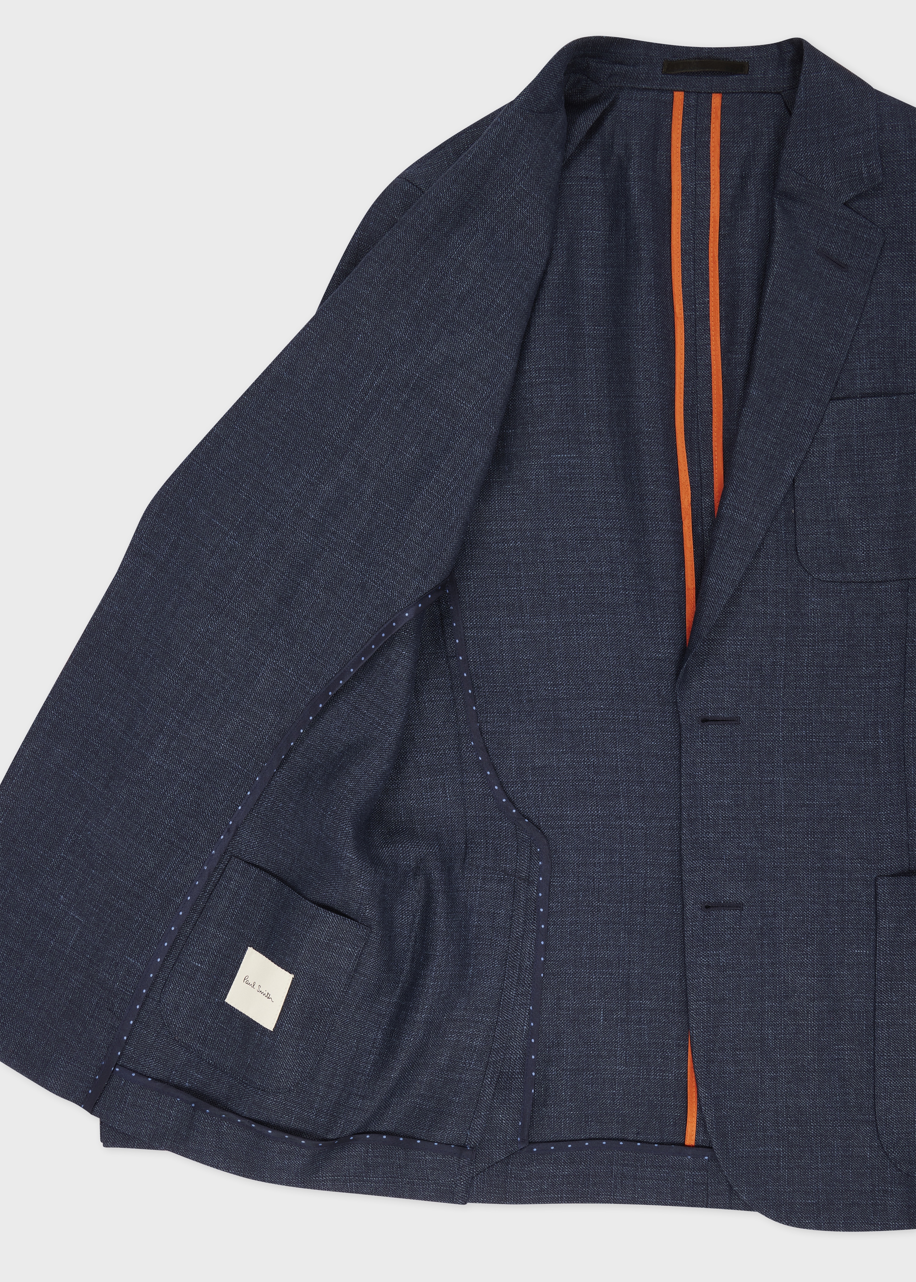 Navy Blue Wool-Linen Unlined Blazer - 4