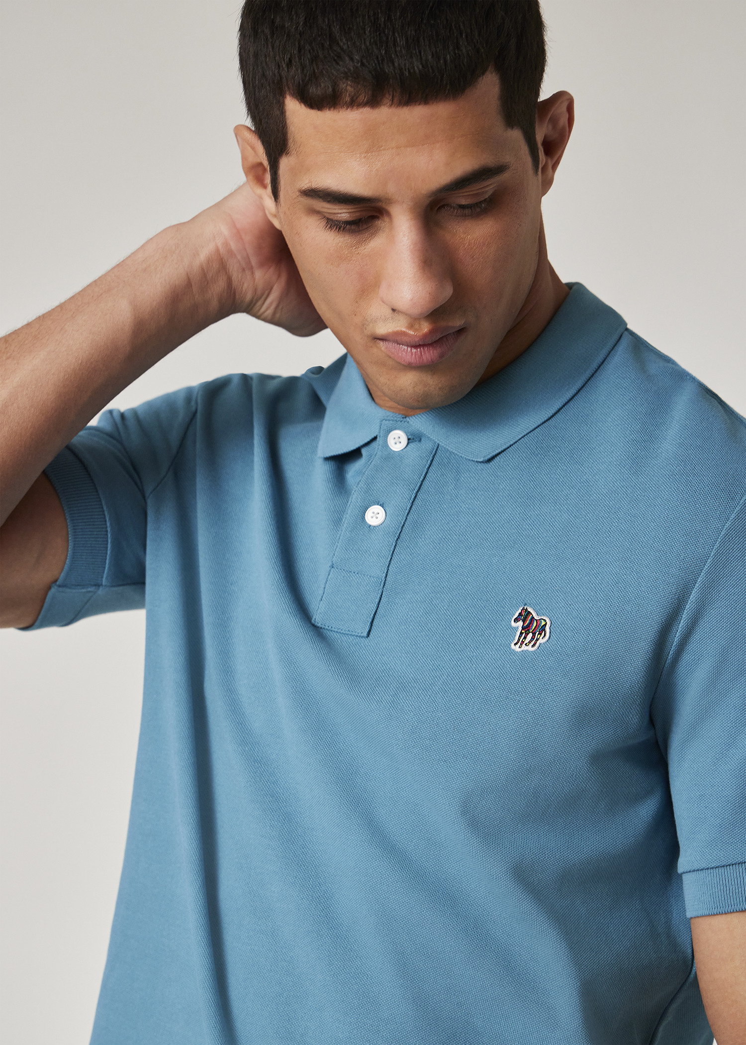 Light Teal Organic Cotton Zebra Polo Shirt - 5