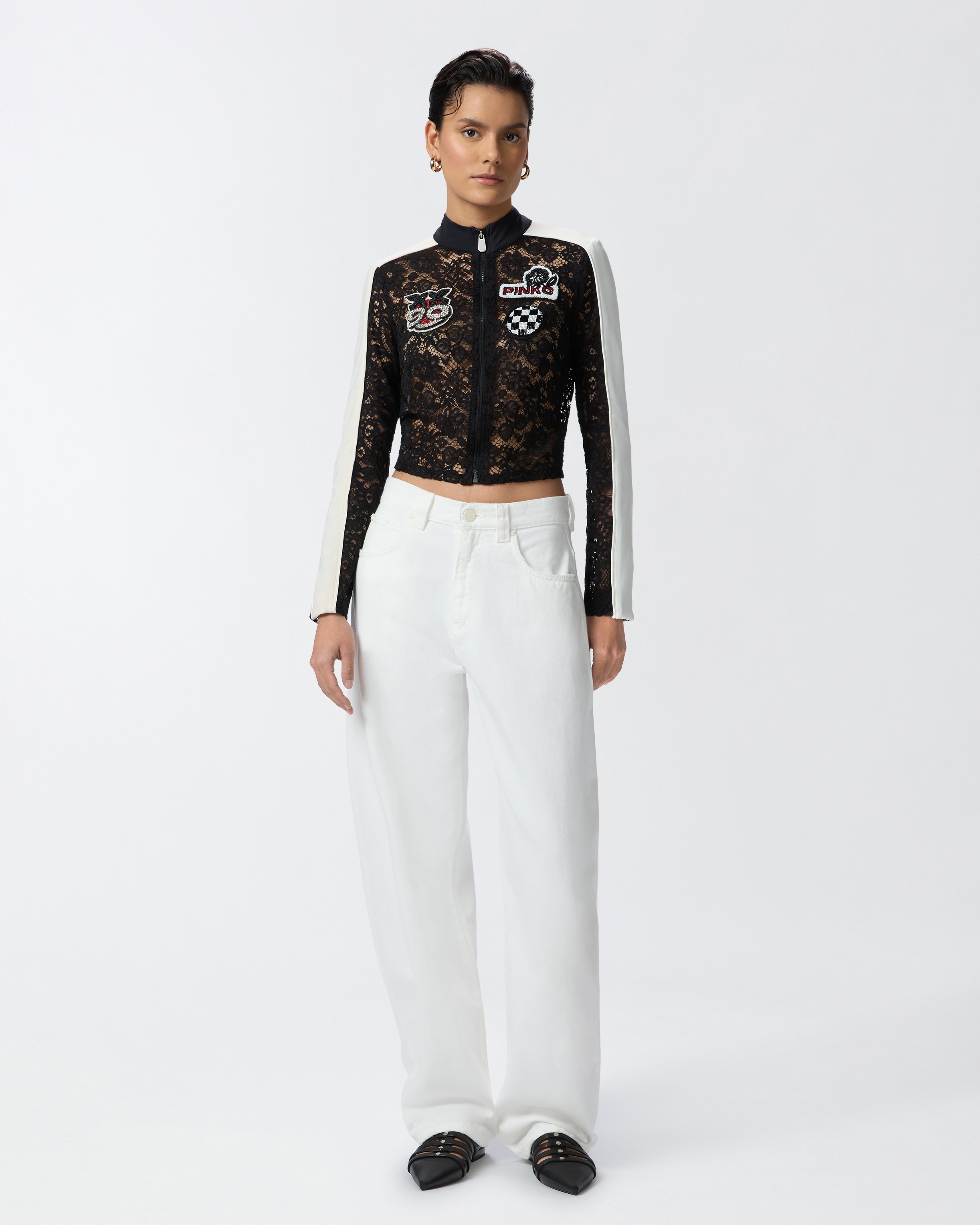 LIGHT LACE JACKET WITH EMBROIDERED PATCHES - 3