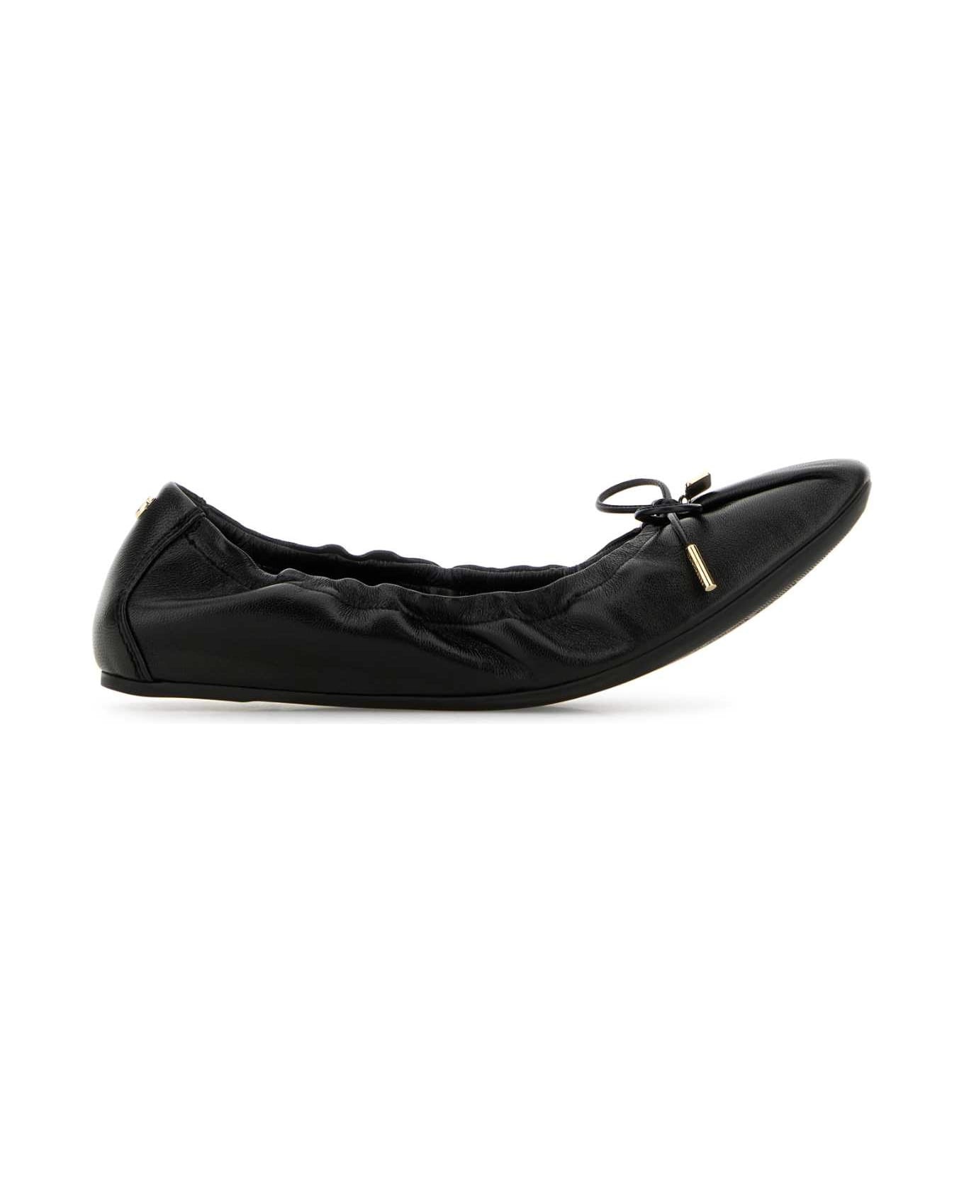 Black Leather Joelle Ballerinas - 1