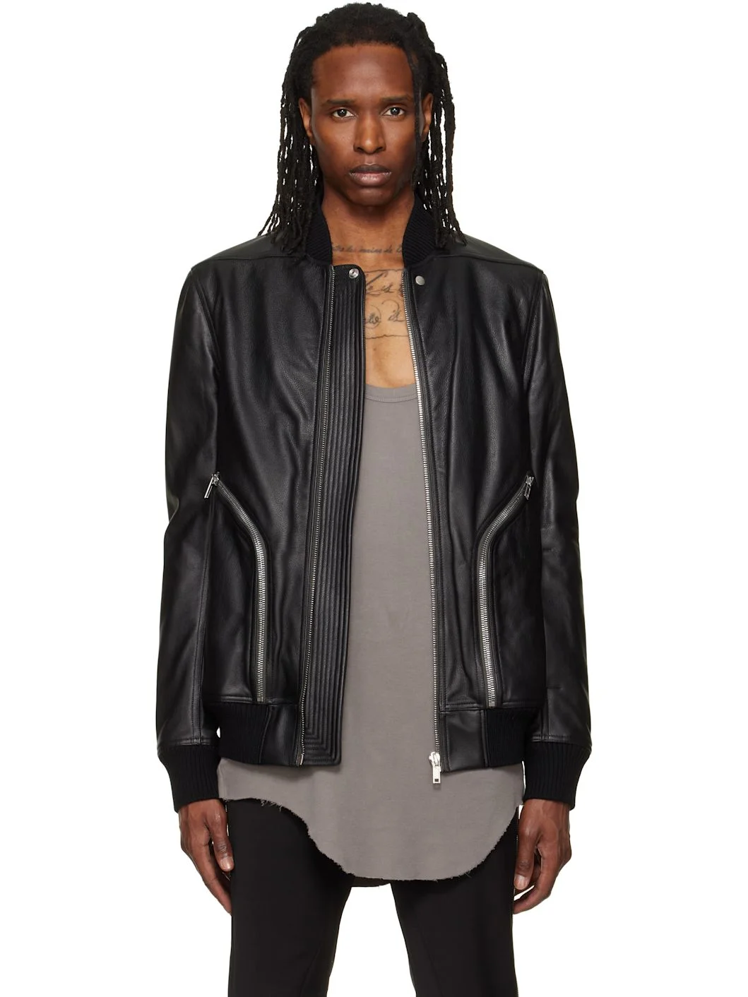 Black Heizer Leather Flight Jacket - 1