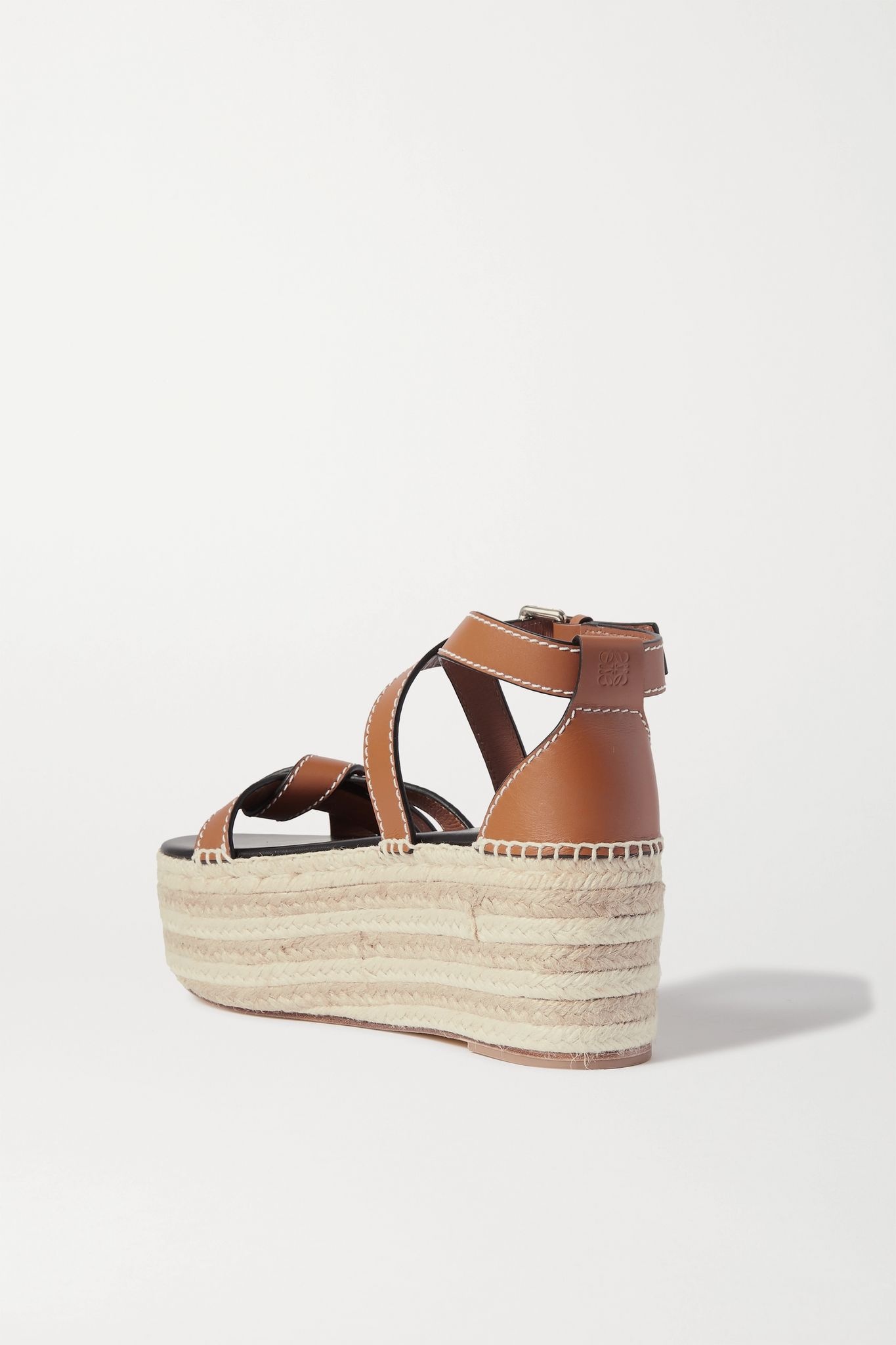 Gate topstitched leather espadrille platform sandals - 4